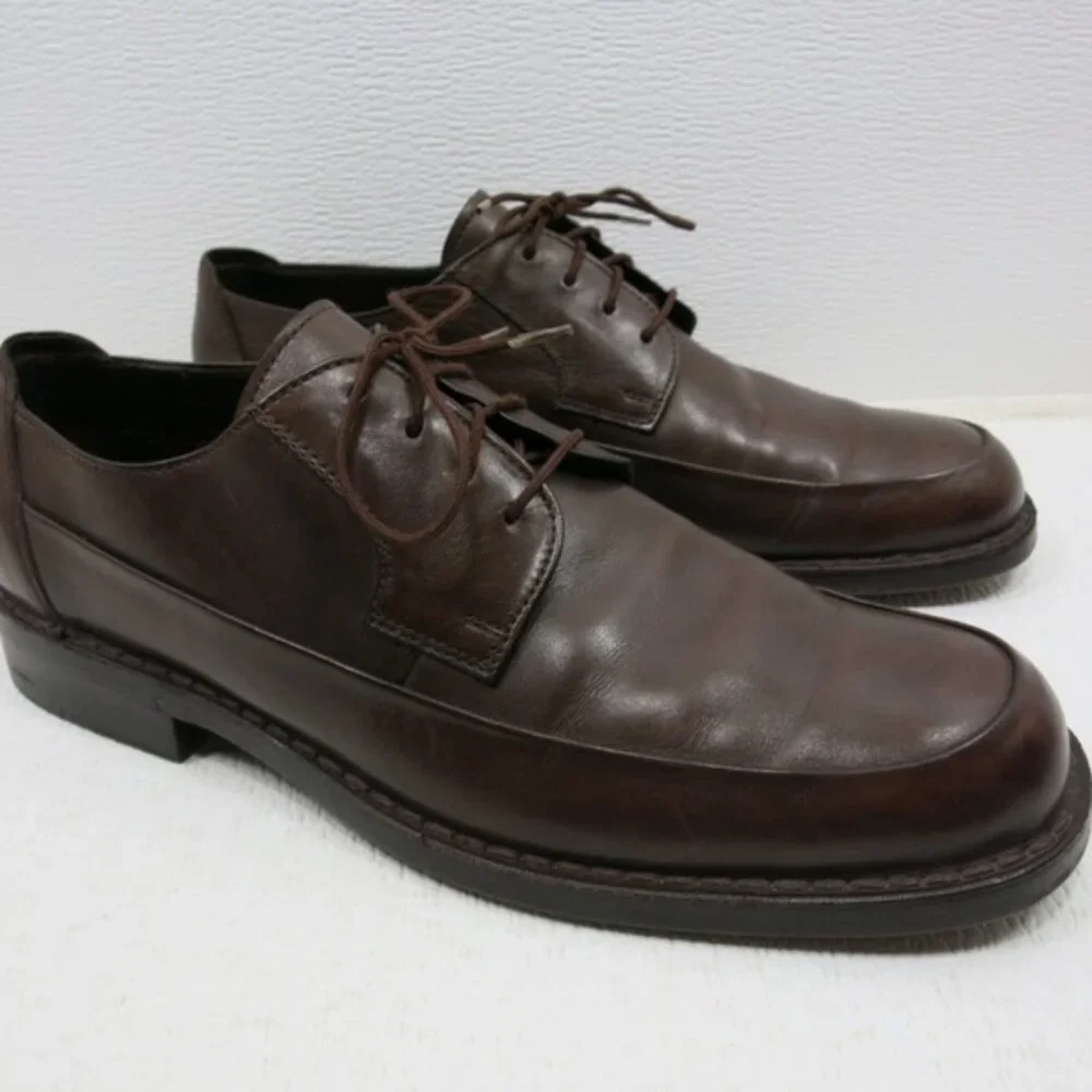 G. M. Endless Brown Leather Dress Men's Footwear Oxford Dress Shoes Italy 9.5